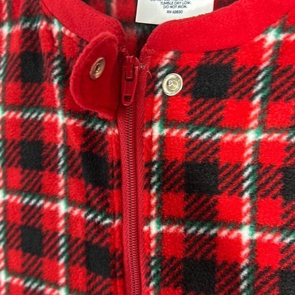 Lands End Kids Footed Pajamas Sz 12 Rich Red Field Check - Picture 3 of 6